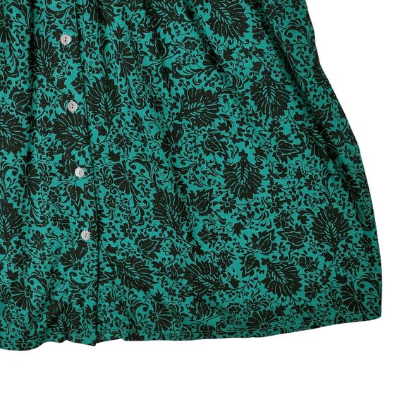 J Jill Midi Dress sz L Women Floral Hunter Green Long Sleeve Cottagecore Prairie - Picture 11 of 16